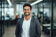 © Moritz - Leader in Innovation: High-Resolution Portrait of a Young Tech CEO Standing in a Bustling Office