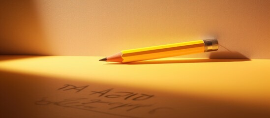 Poster - A simple template with a yellow pencil placed on yellow paper, combined with a white right angle graphic. The pencil is highlighted by soft lighting from a flashlight.