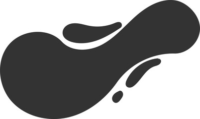 Poster - organic abstract shape with splashes. liquid organic blob. random black simple ink drops. fluid elem