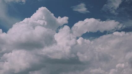 Wall Mural - Gently Cloud Sky Blue Moving In Blue Sky Abstract Cloud. 4k Timelapse Cloud Formation. Colorful Cloudy Dramatic Sky With Fluffy Clouds. Natural Background. Time Lapse, Time-lapse. Weather Concept.