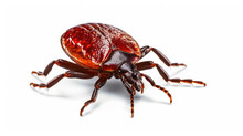 Dog Tick Macro Photo In Front Of White Background