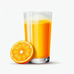 glass of orange juice isolated on a white background