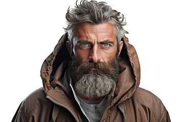 Poster - bearded man isolated on white background