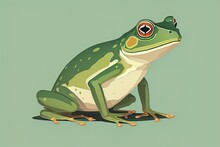Frog On A Green Background. Vector Illustration Of A Frog. Ai Generative