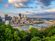 Leinwandbild Motiv Afternoon view of Pittsburgh downtown from Grand View at Mount Washington