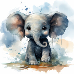 Sticker - Elephant Water Color Design