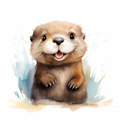 Wall Mural - Otter Water Color Design