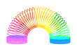 Rainbow spiral spring toy. Colored plastic kid toy. Children magic slinky spring. Vector illustration. Eps 10.