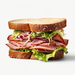 Wall Mural - Sandwich with ham . Ai. Cutout on white