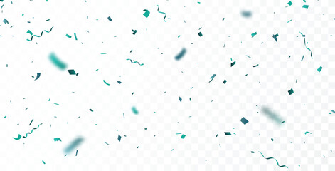 Wall Mural - falling blue confetti, isolated on white background