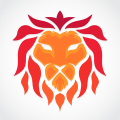 Wall Mural - lion head beautiful red color  logo design