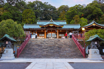 Sticker - Nagasaki, Japan - Nov 28 2022: Suwa Shrine is a major Shinto shrine, it's established as a way of stopping and reverting the conversion to Christianity that took place in Nagasaki