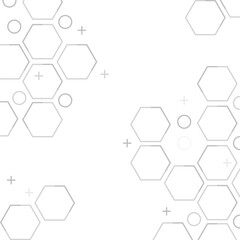 Wall Mural - Geometric graphic hexagona gray background molecule and communication. Big data complex with compounds.