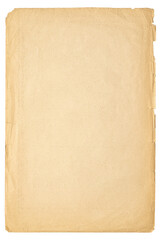 Wall Mural - shabby paper texture isolated on white background. ancient papyrus page worn out over time