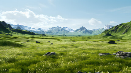 Wall Mural - beautiful winter landscape with snow-capped mountains and blue sky