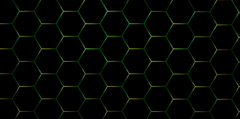 Background of abstract black hexagon background design a dark honeycomb grid pattern. Abstract octagons dark 3d background. Black geometric background for design. 