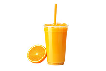 3D Render Of A Cup Of Orange Juice, Set Against A Stark White Background PNG