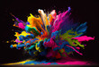 A colorful explosion of color, in the style of color splash, raw materials, vibrant academia, free brushwork.  Generative AI