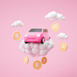 3d car rental and car sharing business, vehicle insurance service concept. 3d render illustration