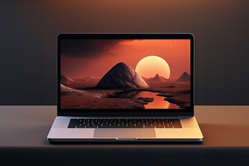 photo of laptop with cool wallpaper an ambiance