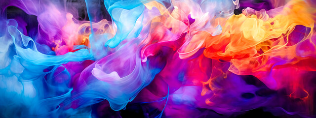 a colorful explosion of watercolors creating a unique palette, banner and background