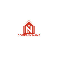 Poster - Simple icon, Letter  N, Real estate, house, building construction Logo design vector template sign and symbol for business company.