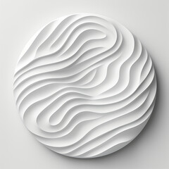 Wall Mural - Abstract white paper wave curve lines design, luxury texture with smooth and clean subtle in circle isolated on white background