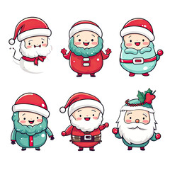 Wall Mural - set of cute christmas element decoration illustration template. icon, sticker. with transparent back
