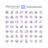 Fototapeta Do przedpokoju - 2D editable big line icons set representing overproduction, isolated vector, multicolor linear illustration.