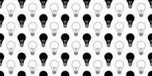 Black White Light Bulb Seamless Pattern