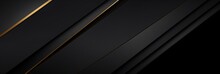 Black Luxury Background With Golden Diagonal Stripes. Dark Elegant Dynamic Abstract BG. Trendy Geometric Grey Gradient. Universal Minimal 3d Sale Modern Backdrop. Shine Deluxe Lines, Generative AI