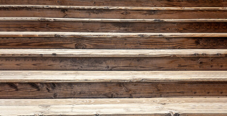 Wall Mural - Wooden stairs background, closeup