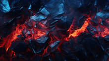 Close Up Red And Blue Lava And Obsidian