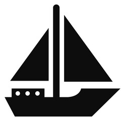 Poster - Sail boat black icon. Sea transport symbol