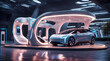© happy Wu  - 未来的な EV 充電ステーション、電気自動車｜Futuristic EV charging station, electric vehicle. Generative AI