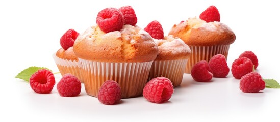 Poster - A frame featuring delicious raspberry muffins on a white background