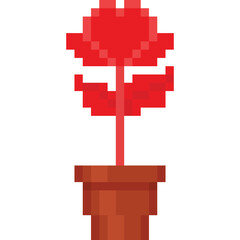 Wall Mural - Pixel art red heart flower element 