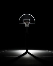 Elegant Basketball Hoop Art: Minimalistic T-shirt Design In High-Contrast Monochrome Photography, Generative AI