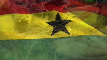 Poster - Animation of flag of ghana over male soldiers