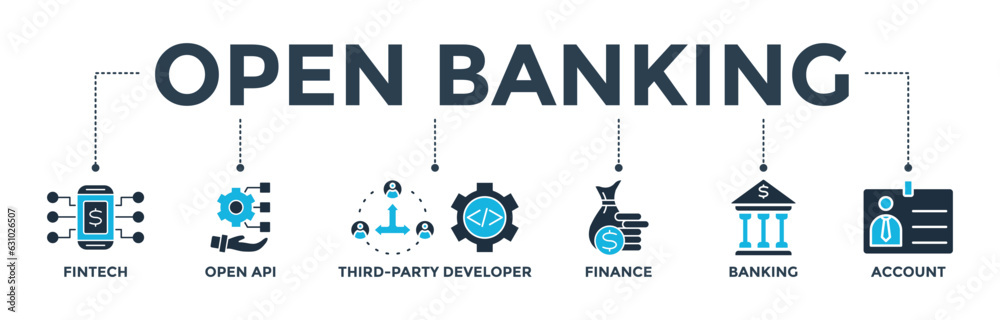 Open banking banner web icon vector illustration concept for financial ...