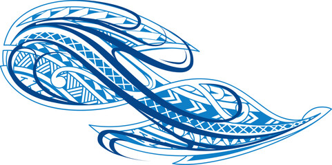 Sticker - Polynesian style tattoo as water wave shape