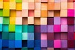 Spectrum of stacked multi-colored wooden blocks. Background or cover for something creative, diverse, expanding, rising or growing, Generative AI