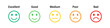 Smiley emoticon rating. Smiley feedback emoticon rating. Smiley emoticon icon face rating. Stock vector
