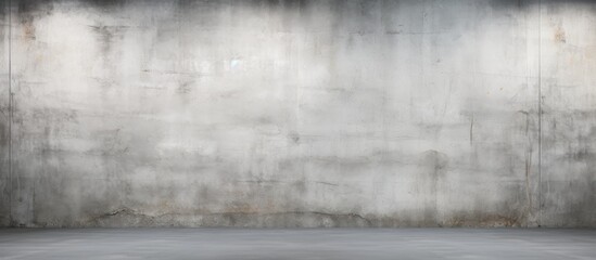 The city street has a long, old concrete wall that is covered with white plaster. The exterior of the