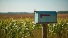 Mailbox Is Placed In A Field With Lush Green Grass