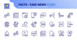 Simple set of outline icons about facts and fake news.