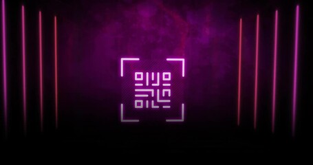 Poster - Animation of illuminated barcode with lines against abstract background