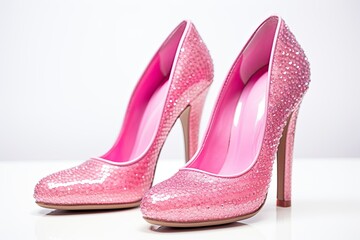 Blink Pink Barbie Shoes high heels on white background