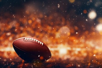 Marketing illustration of a ball from american football on a glitter background.