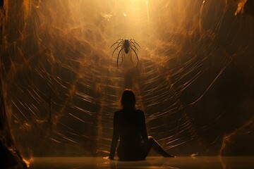 Wall Mural - caught in arachnophobia's web: a visual exploration of the fear of spiders